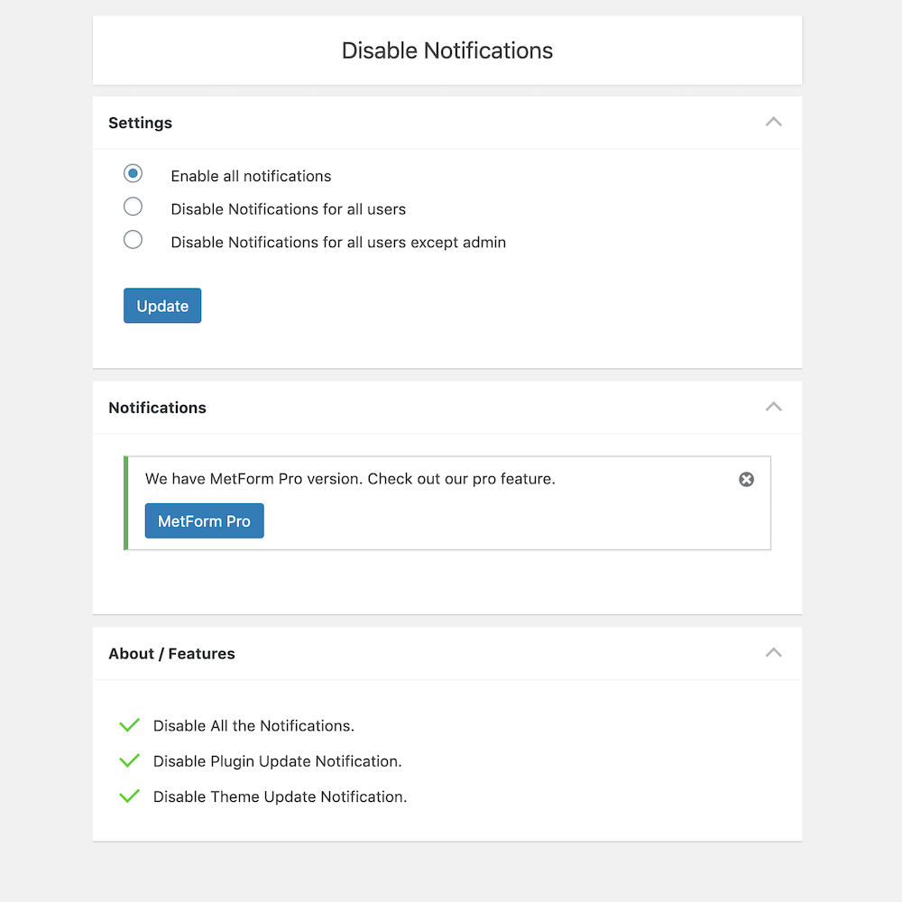 How to use Disable WP Notification WordPress plugin