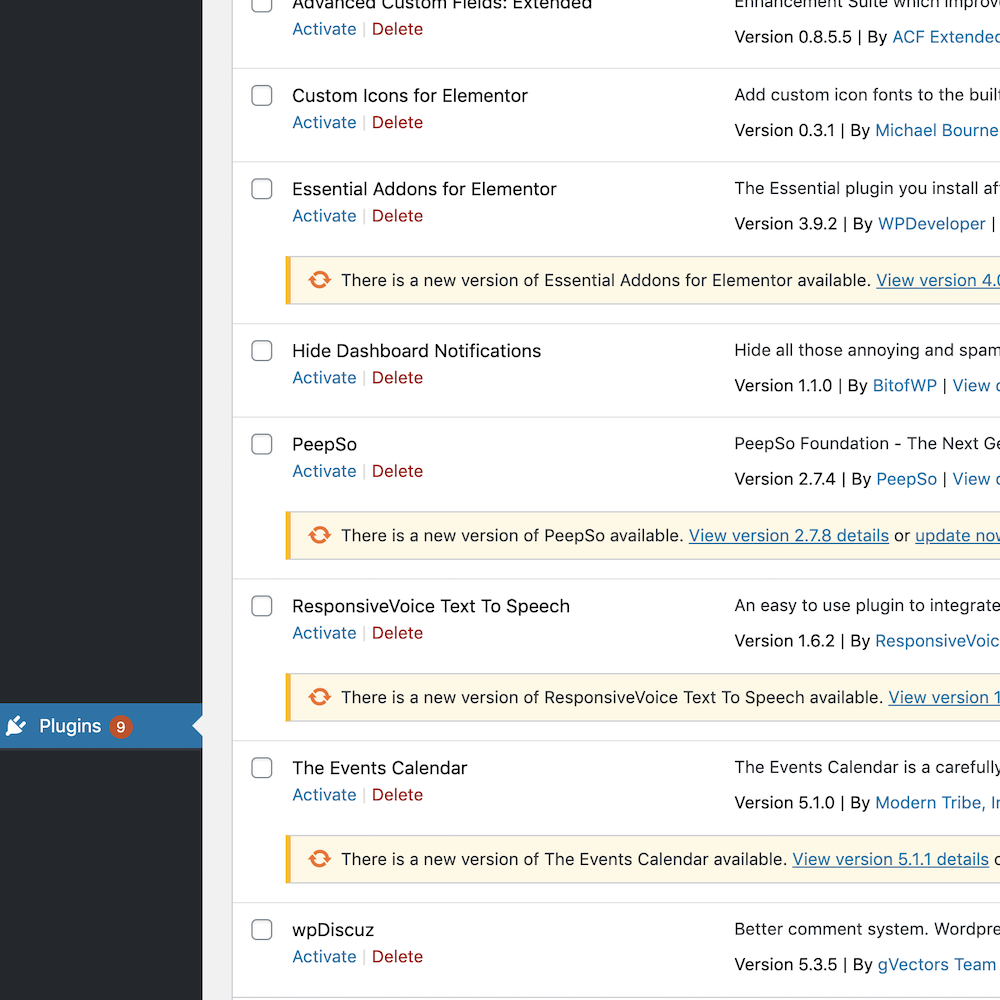 Remove Plugin Update Messages